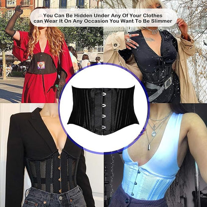 24-Steel-Bones Classic Cotton Corset Heavy Duty Waist Trainer