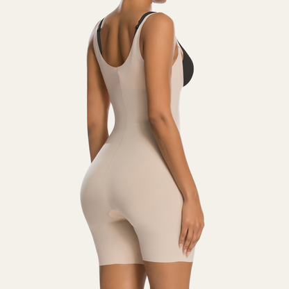 One-Piece Seamless Core-Sculpting Open-Bust Shorts Bodysuit