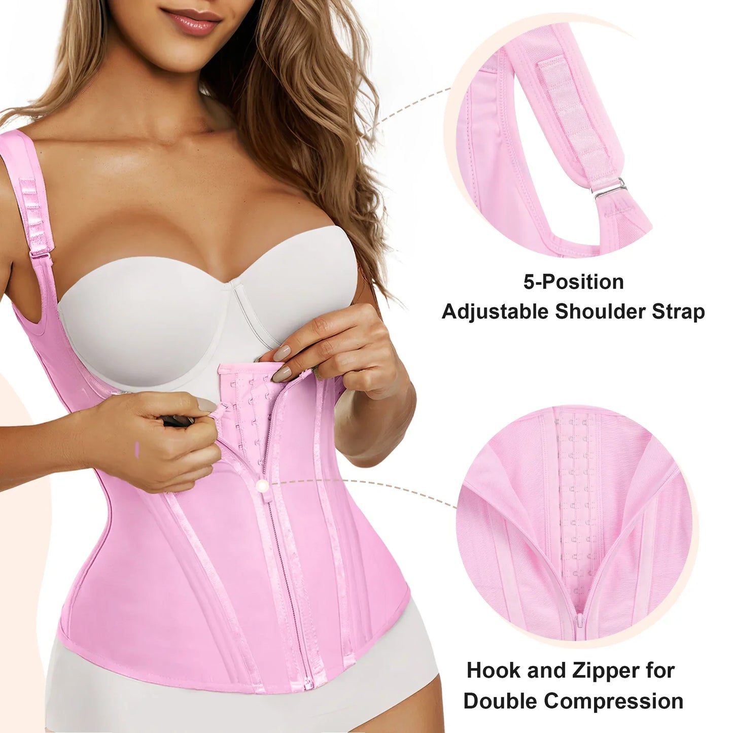 15 Flexible Steel Bones Sport Waist Trainer with Shoulder Straps
